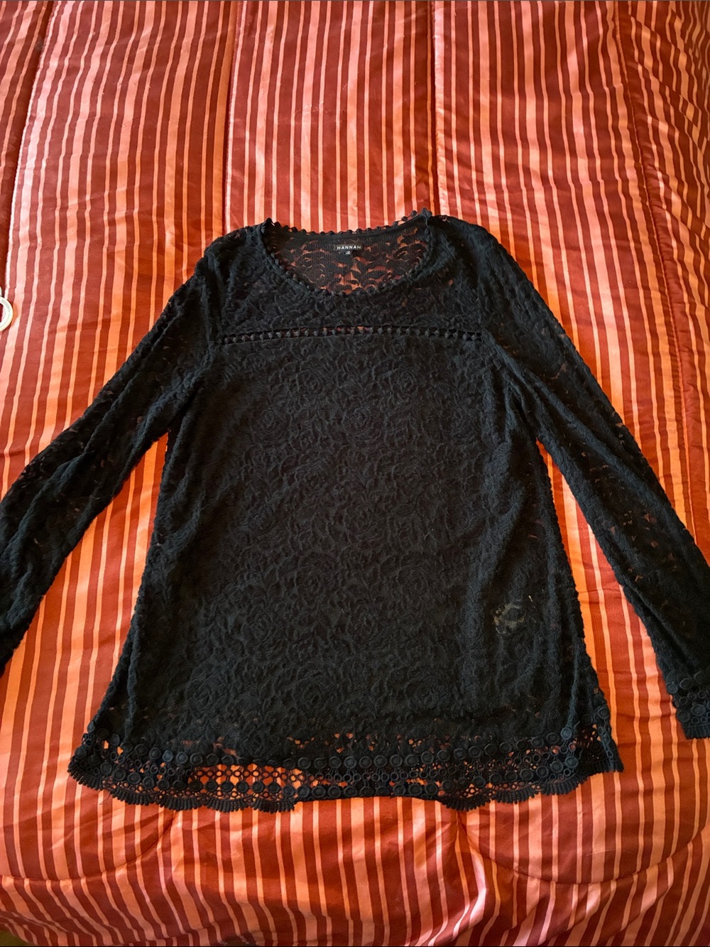 Hannah Black Floral Lace Long-Sleeve Top
